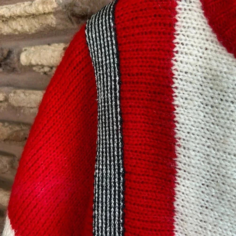 Eddie Dassin Vintage 90s Red Geometric Pattern Casual Sweater Size Medium - Picture 5 of 9